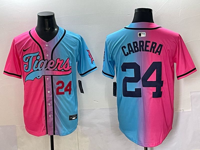 Men 2025 Detroit Tigers #24 Cabrera Blue pink Game Nike MLB Jersey style 03->detroit tigers->MLB Jersey